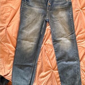 PAIGE Blue Straight Jeans with Vintage Distressed Look